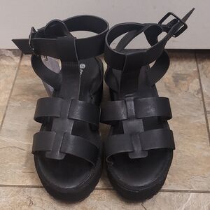 Black Platform Gladiator Sandals